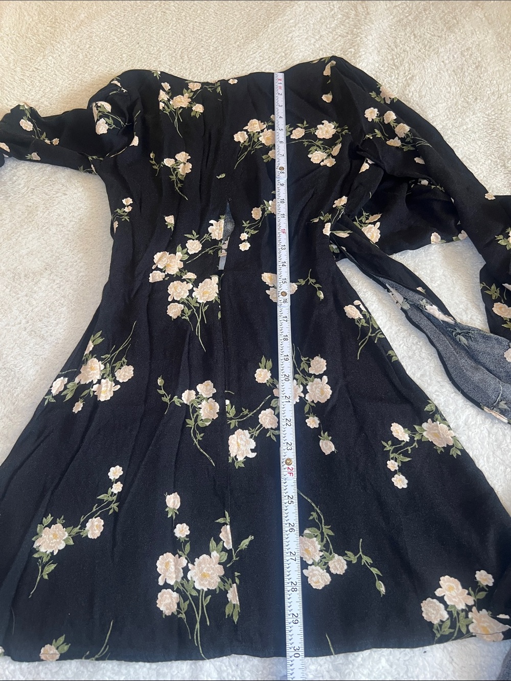 Reformation Black Floral Wrap Mini Dress Romantic Coquette Cottagecore Size 4 - Picture 7 of 11